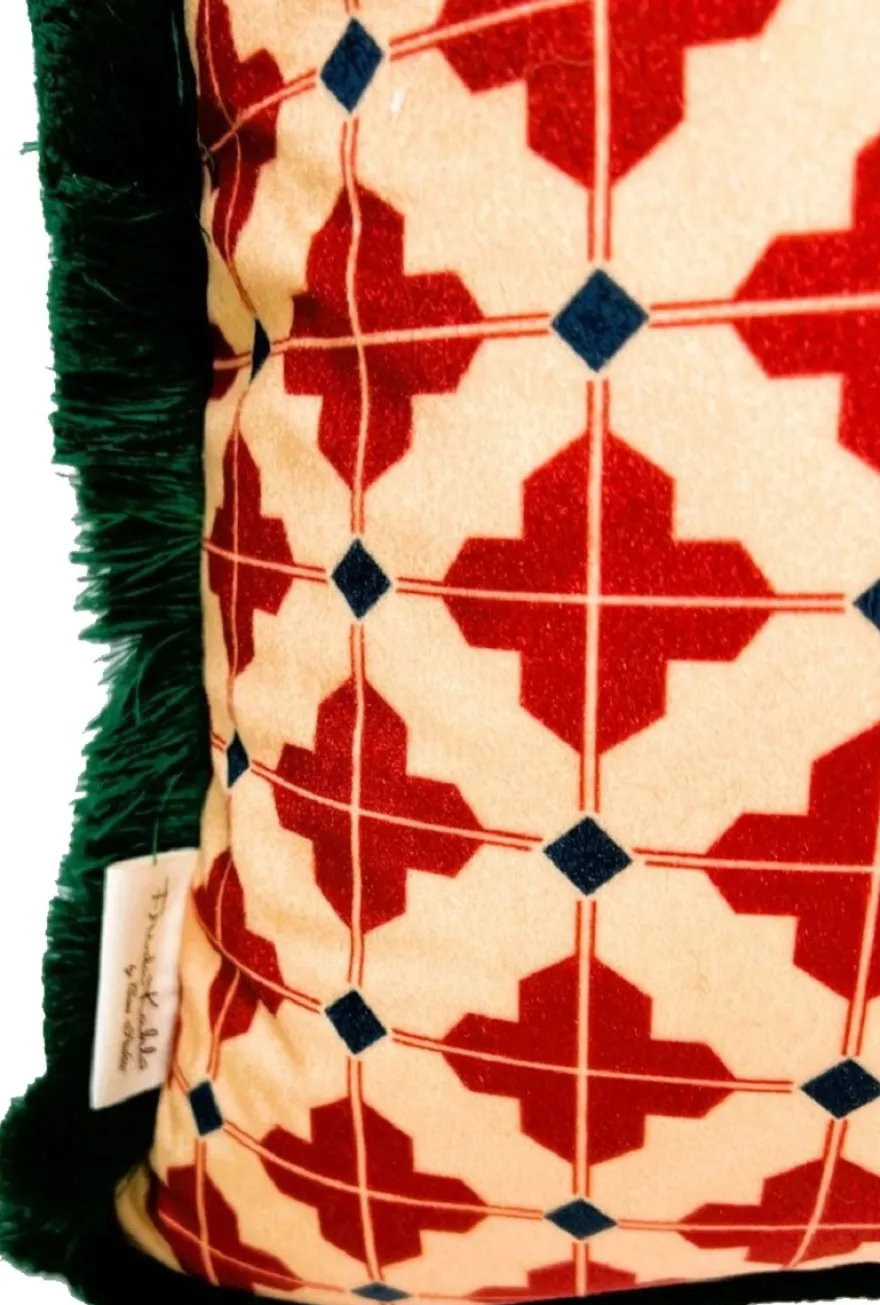Frida Kahlo by Casa Padrino Luxus Deko Kissen mit Strass Steinen Rot / Bunt