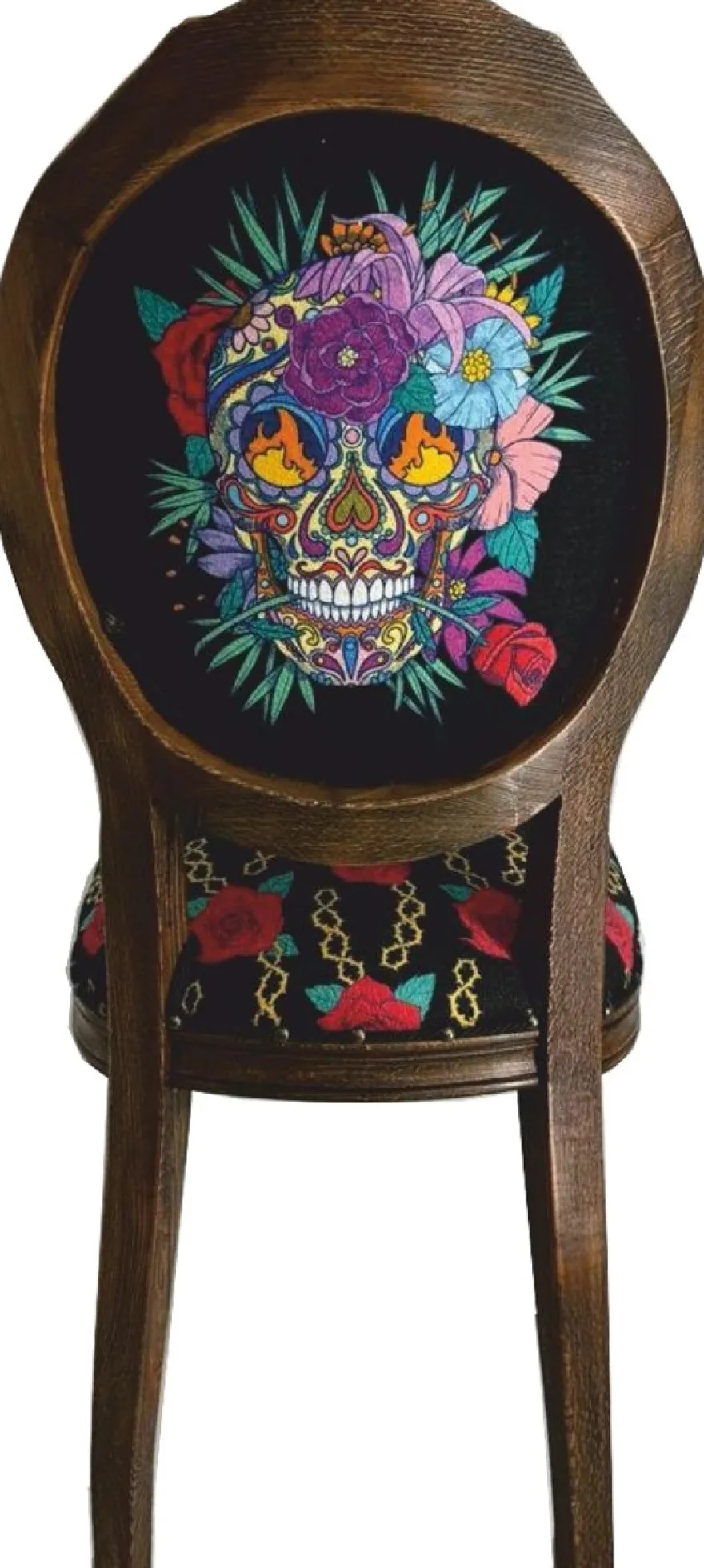 Frida Kahlo by Casa Padrino Luxus Barock Esszimmer Stuhl Schwarz / Bunt / Dunkelbraun
