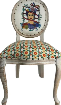 Frida Kahlo by Casa Padrino Luxus Barock Esszimmer Stuhl Weiß / Bunt / Antik Weiß
