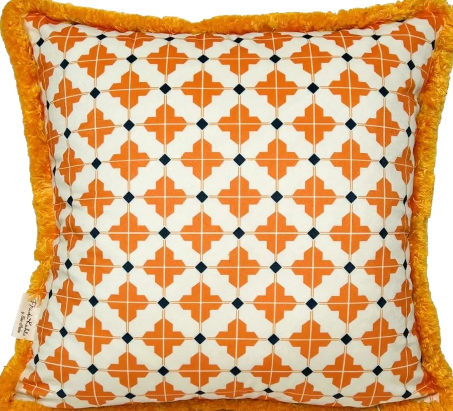 Frida Kahlo by Casa Padrino Luxus Deko Kissen mit Strass Steinen Orange / Bunt