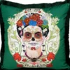 Frida Kahlo by Casa Padrino Luxus Deko Kissen mit Strass Steinen Grün / Bunt