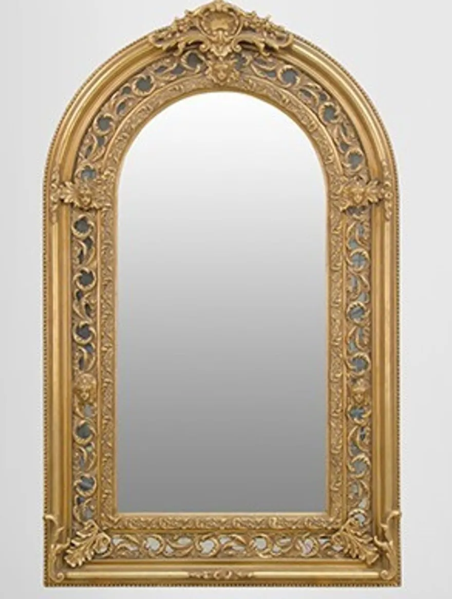 Großer prunkvoller Barock Spiegel Halbrund Gold 185 x 110 cm