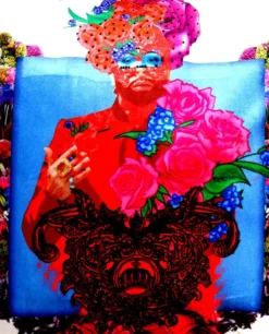 Harald Glööckler Designer Deko Kissen Pompöös by Casa Padrino mit Glitzersteinen Pink Roses - Art Collection -