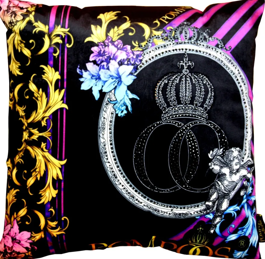 Harald Glööckler Designer Deko Kissen Pompöös by Casa Padrino mit Glitzersteinen Purple / Black - Art Collection -