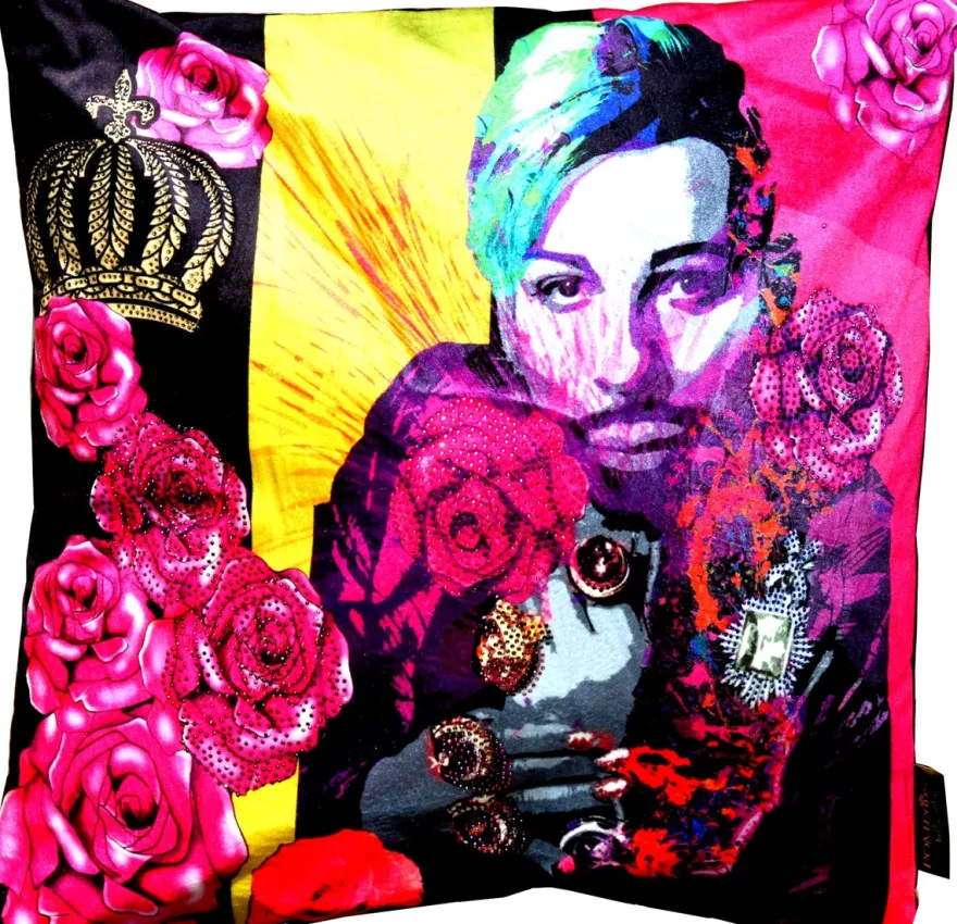 Harald Glööckler Designer Deko Kissen Pompöös by Casa Padrino mit Glitzersteinen Pink Flowers - Art Collection -