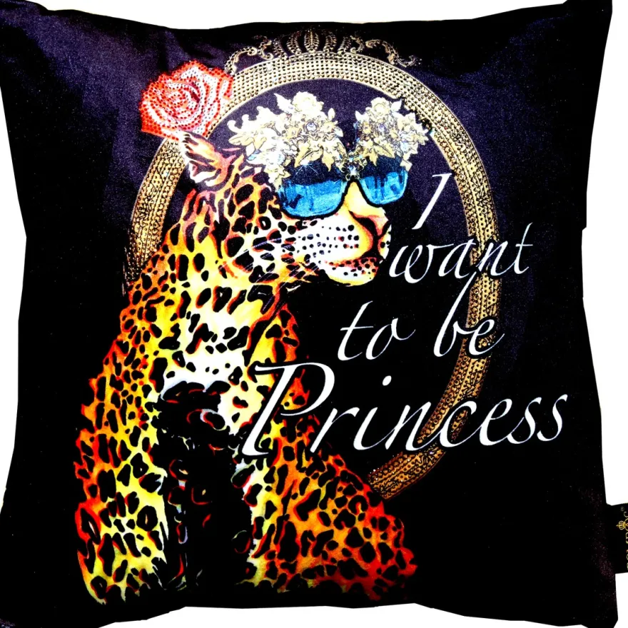 Harald Glööckler Designer Deko Kissen Pompöös by Casa Padrino mit Glitzersteinen "I Want to be Princess" - Art Collection -