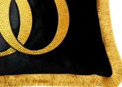 Harald Glööckler Kissen Pompöös by Casa Padrino Schwarz / Gold Krone Deluxe mit Strass Steinen - Glööckler Luxus Barock Kissen AAA