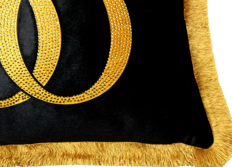 Harald Glööckler Kissen Pompöös by Casa Padrino Schwarz / Gold Krone Deluxe mit Strass Steinen - Glööckler Luxus Barock Kissen AAA