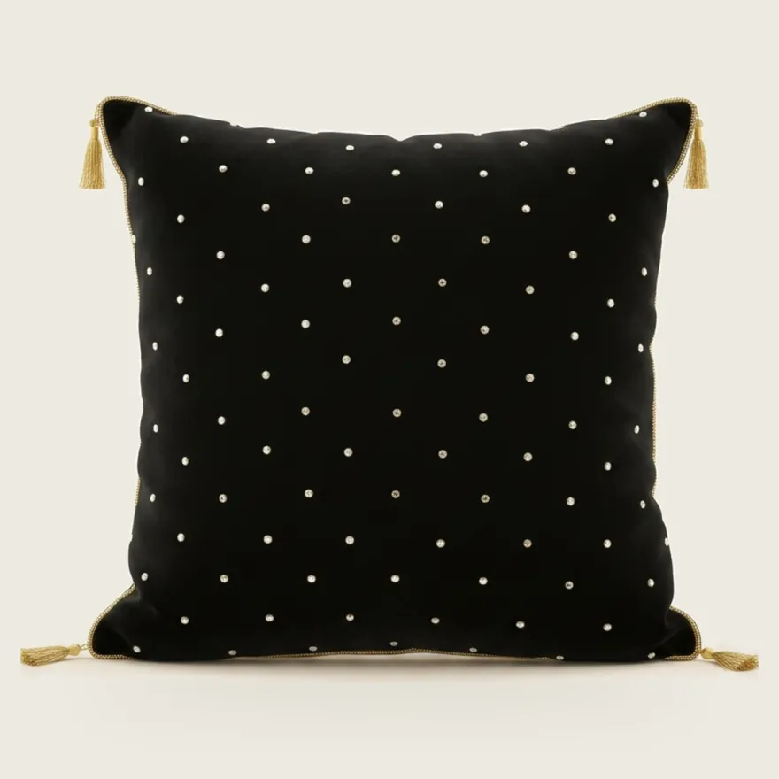 Harald Glööckler Luxus Barock Deko Kissen Pompöös by Casa Padrino Krone Schwarz / Gold aufwendig verziert mit Pailletten und Glitzersteinen