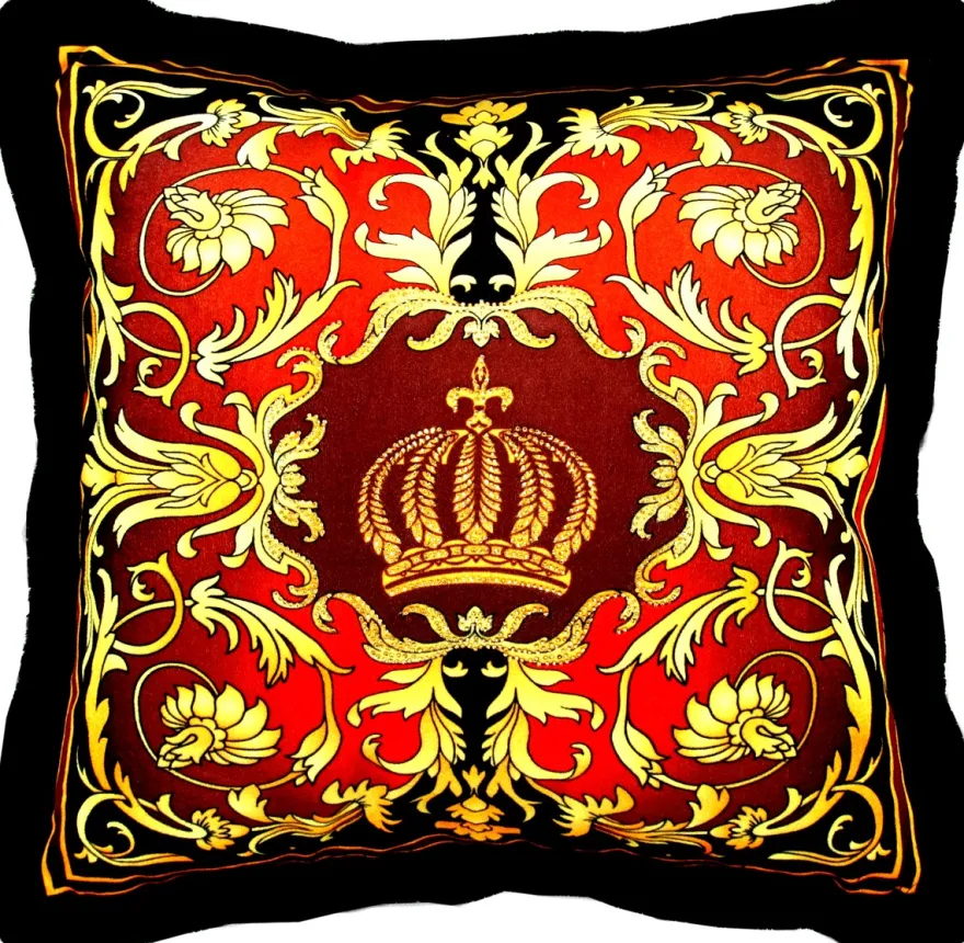 Harald Glööckler Luxus Barock Deko Kissen Pompöös by Casa Padrino Bordeaux / Schwarz / Gold mit Glitzersteinen - Glööckler Kissen