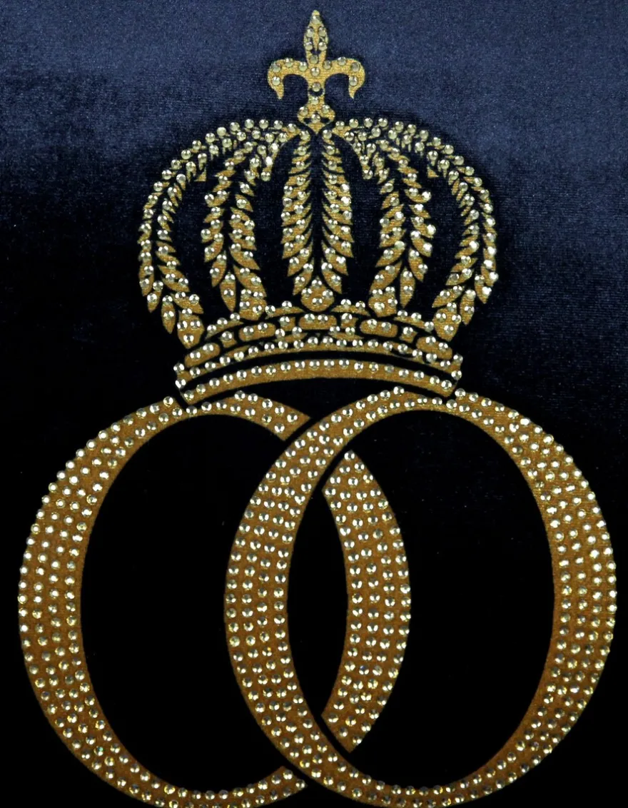 Harald Glööckler Luxus Deko Barock Kissen Pompöös by Casa Padrino Schwarz / Gold / Schwarz Krone Deluxe mit Strass Steinen - Glööckler Kissen AAA
