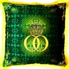 Harald Glööckler Luxus Deko Kissen Pompöös by Casa Padrino Barock Muster Grün / Gold 50 x 50 cm - Glööckler Kissen mit Glitzersteinen