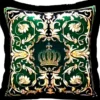 Harald Glööckler Luxus Deko Kissen Pompöös by Casa Padrino Grün / Schwarz / Gold 50 x 50 cm - Glööckler Kissen mit Glitzersteinen