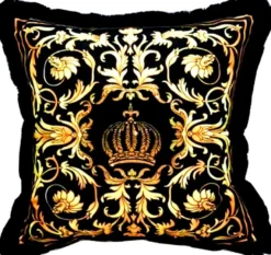 Harald Glööckler Luxus Deko Kissen Pompöös by Casa Padrino Schwarz / Gold Barock Muster / Schwarz 50 x 50 cm - Glööckler Kissen mit Glitzersteinen