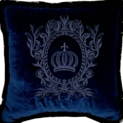 Harald Glööckler Luxus Deko Kissen Pompöös by Casa Padrino Dunkelblau / Schwarz - Glööckler Kissen - Designer Zierkissen - Harald Glööckler Designer Deko Accessoires - Luxus Qualität