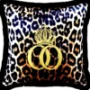 Harald Glööckler Luxus Deko Kissen Pompöös by Casa Padrino Leopard mit Strass Steinen Schwarz / Orange / Gold Leo - Feinster Samtstoff - Glööckler Kissen