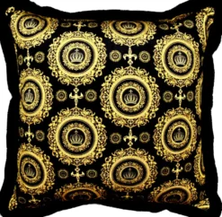 Harald Glööckler Luxus Deko Kissen Pompöös by Casa Padrino Golden Crowns 50 x 50 cm - Glööckler Kissen mit Glitzersteinen