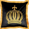 Harald Glööckler Luxus Deko Kissen Pompöös by Casa Padrino Schwarz / Gold Krone mit Strass Steinen - Glööckler Kissen AAA