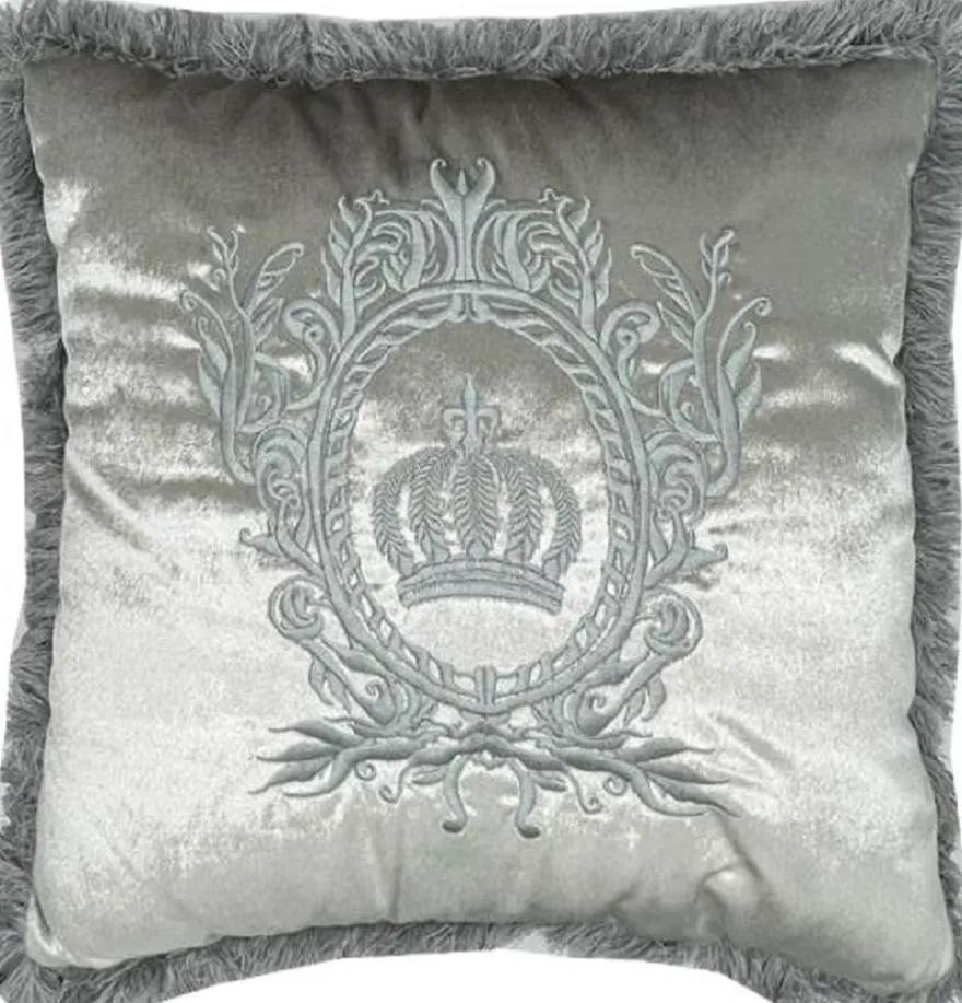 Harald Glööckler Luxus Deko Kissen Pompöös by Casa Padrino Silber / Silber - Glööckler Kissen - Designer Zierkissen - Harald Glööckler Designer Deko Accessoires - Luxus Qualität