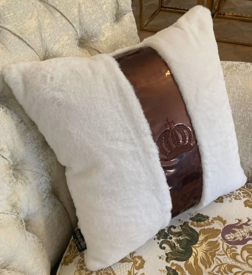 Harald Glööckler Luxus Deko Kissen Pompöös by Casa Padrino Weiß / Bronze - Glööckler Kissen - Designer Zierkissen - Harald Glööckler Designer Deko Accessoires