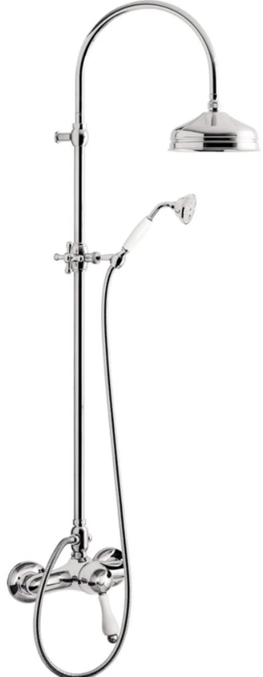 Jugendstil Retro Badezimmer Duschgarnitur Brausemischer mit Säulenbrause Silber / Weiß - Dusch Armatur Brauseset