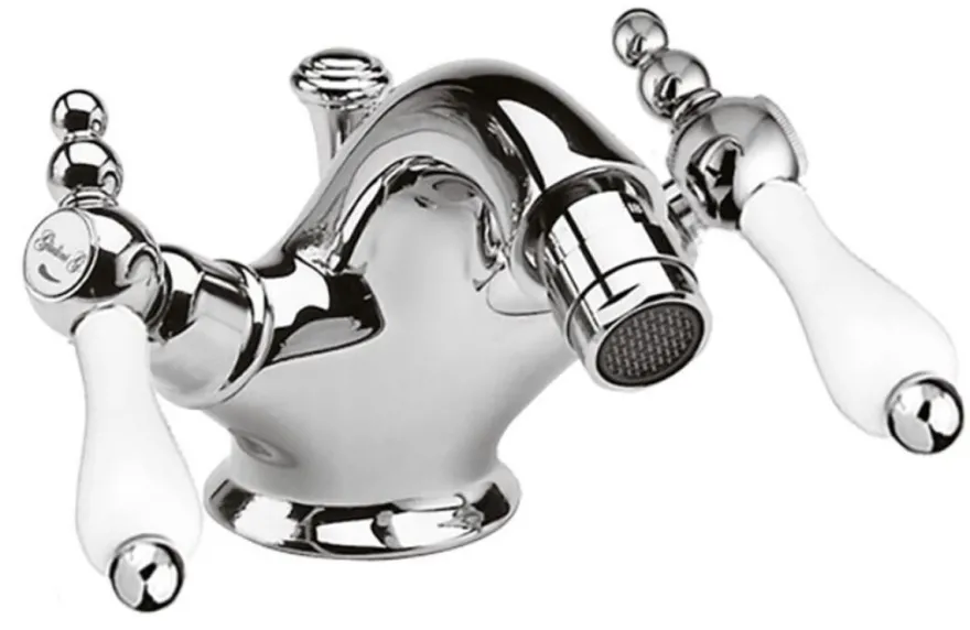 Jugendstil Retro Bidetarmatur Badezimmer Waschtischarmatur Silber / Weiß H. 10,5 cm - Luxus Qualität