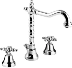 Jugendstil Retro Waschtisch-Dreilochbatterie Silber - Luxus Badezimmer Waschtischarmatur