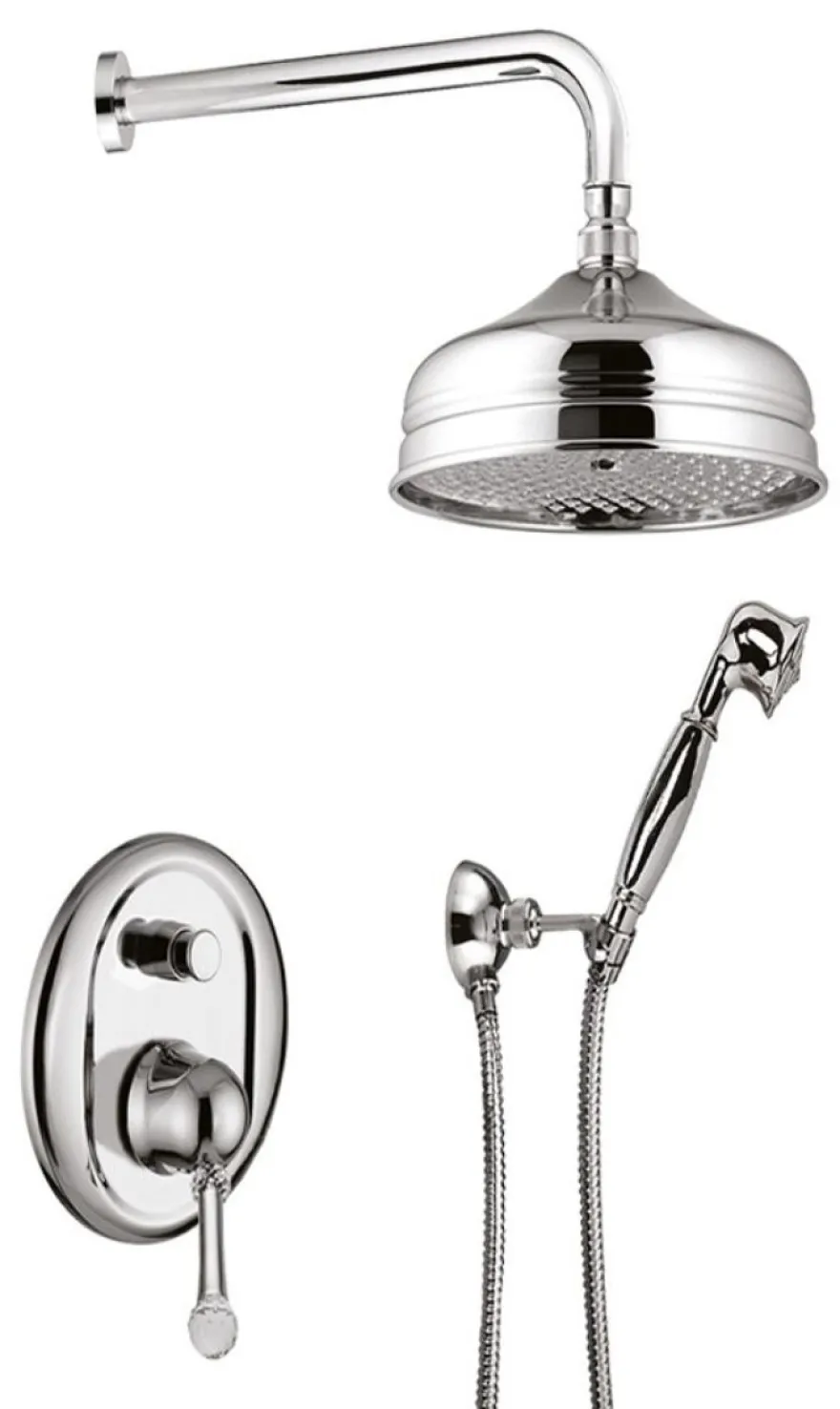 Luxus Badezimmer Duschgarnitur / Brauseset mit Swarovski Kristallglas Silber - Luxus Qualität
