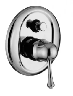Luxus Bad Zubehör - Jugendstil Retro Unterputz Duschen Einhebelmischer mit Drücktaste Chrom Serie Milano - Made in Italy