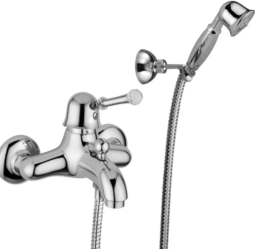 Luxus Dusch Aufputz-Einhebelmischer mit Duplex Brauseset Silber - Luxus Qualität Made in Italy