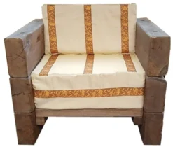 Luxus Garten Möbel Set Eiche Massiv - schwere Ausführung - 3er, 2er, 1x + Tisch - Massivholz rustikal - Lounge Set