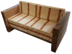 Luxus Garten Möbel Set Eiche Massiv - schwere Ausführung - 3er, 2er, 1x + Tisch - Massivholz rustikal - Lounge Set