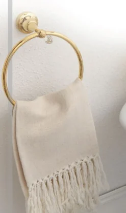 Luxus Handtuchhalter / Handtuchring mit Swarovski Kristallglas Gold 20,2 x 9,3 x H. 22 cm - Luxus Bad Zubehör - Made in Italy