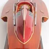 Luxus Holz Speedboot Braun / Rot 83 x 34 x H. 23 cm - Handgefertigtes Deko Modellboot Boot