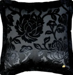 Luxus Kissen Pompöös by Casa Padrino von Harald Glööckler Elegance Collection Barock Muster Schwarz / Schwarz 50 x 50 cm - Luxuskissen
