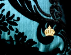 Luxus Kissen Pompöös by Casa Padrino von Harald Glööckler Elegance Collection Barock Muster Schwarz / Türkis 35 x 55 cm - Luxuskissen