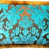 Luxus Kissen Pompöös by Casa Padrino von Harald Glööckler Elegance Collection Barock Muster Türkis / Gold 35 x 55 cm - Luxuskissen