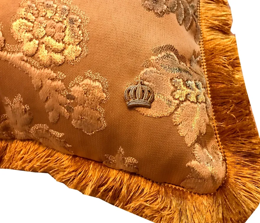 Luxus Kissen Pompöös by Casa Padrino von Harald Glööckler Elegance Collection Barock Muster Gold / Gold 50 x 50 cm - Luxuskissen
