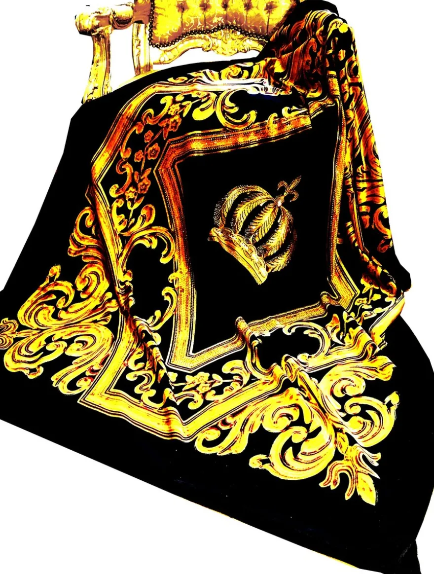 Luxus Wohndecke Pompöös by Casa Padrino Barock Krone Schwarz / Gold von Harald Glööckler mit Glitzersteinen