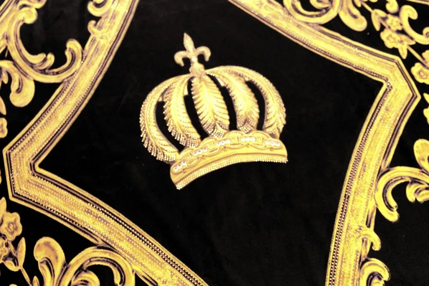 Luxus Wohndecke Pompöös by Casa Padrino Barock Krone Schwarz / Gold von Harald Glööckler mit Glitzersteinen