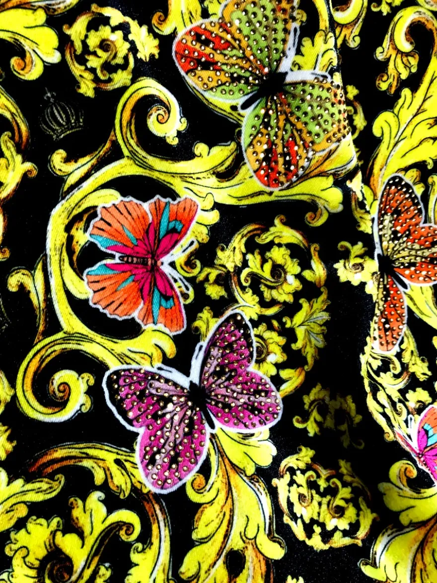 Luxus Wohndecke Pompöös by Casa Padrino Barock Butterflies & Flowers von Harald Glööckler mit Glitzersteinen