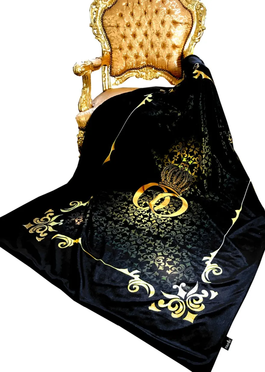 Luxus Wohndecke Pompöös by Casa Padrino Barock Krone Schwarz / Gold von Harald Glööckler mit Glitzersteinen