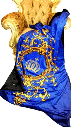 Luxus Wohndecke Pompöös by Casa Padrino Barock Royalblau / Gold / Schwarz von Harald Glööckler mit Glitzersteinen