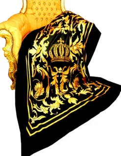 Luxus Wohndecke Pompöös by Casa Padrino Barock Krone Gold / Schwarz von Harald Glööckler mit Glitzersteinen