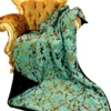 Luxus Wohndecke Pompöös by Casa Padrino Barock Türkis / Gold / Schwarz von Harald Glööckler mit edlem Bouquet Musterstoff