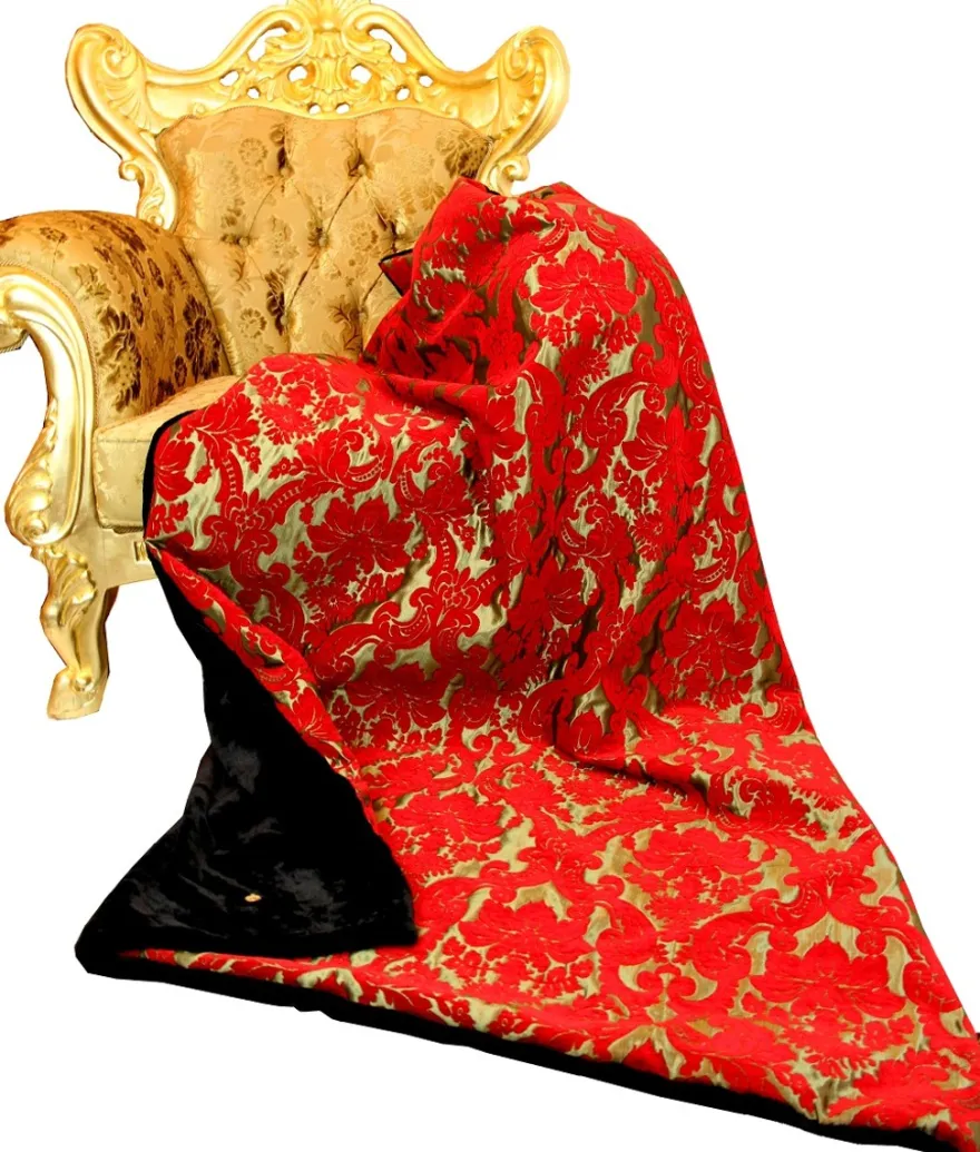Luxus Wohndecke Pompöös by Casa Padrino Barock Bordeauxrot / Gold / Schwarz von Harald Glööckler mit edlem Bouquet Musterstoff