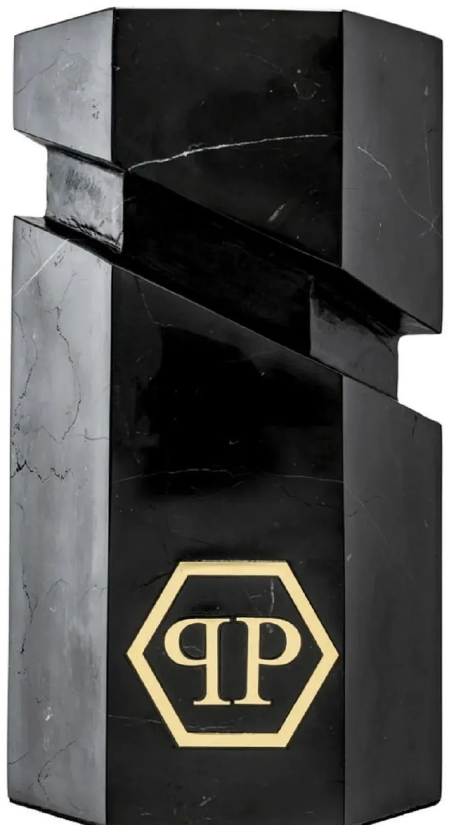 Philipp Plein Luxus Designer Marmor Deko Objekt Schwarz / Gold H. 36 cm