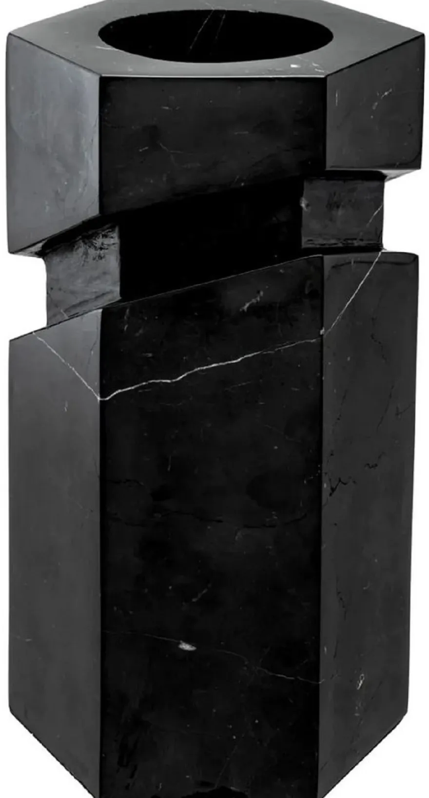 Philipp Plein Luxus Designer Marmor Deko Objekt Schwarz / Gold H. 36 cm