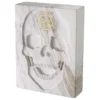 Philipp Plein Luxus Designer Marmor Skull Book Deko 18 x 24 x H. 5,5 cm Totenkopf Marmor Skulptur