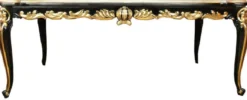 Pompöös by Casa Padrino Barock Luxus Esszimmer Set Grün / Schwarz / Gold - 1 Barock Esstisch mit Glasplatte und 6 Barock Esszimmerstühle designed by Harald Glööckler - Pompööse Barock Möbel